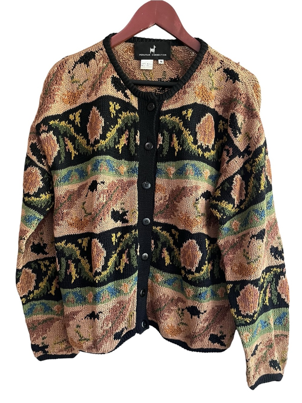 Peruvian Connection 100% Alpaca Artisan Knit Cardigan Medium